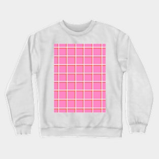 Bright Pink with Orange Squares Grid Crewneck Sweatshirt